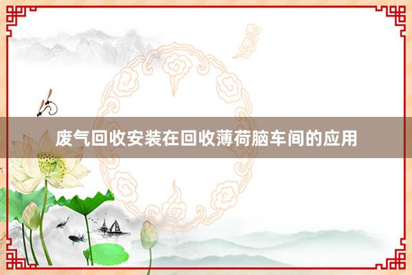 废气回收安装在回收薄荷脑车间的应用